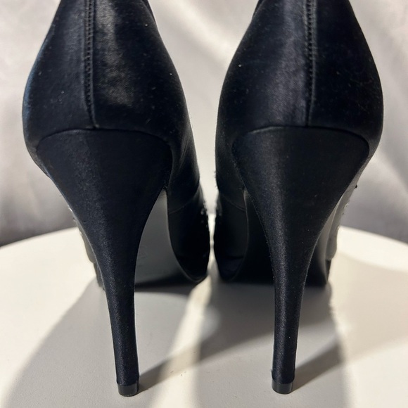 White House Black Market Black Rhinestones Stiletto Platform Heels - Picture 4 of 6